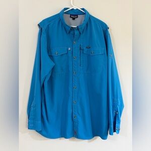 Patagonia Sol Patrol II Fishing Shirt Mens Size XL Blue Long Sleeve Vented